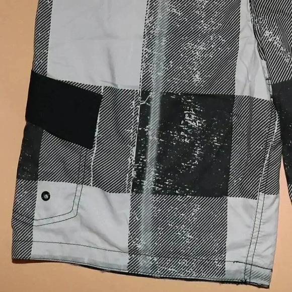 Blue Sol Gray Black Geometric Swim Trunks Size 34 Summer Beach Board Shorts - Picture 3 of 3